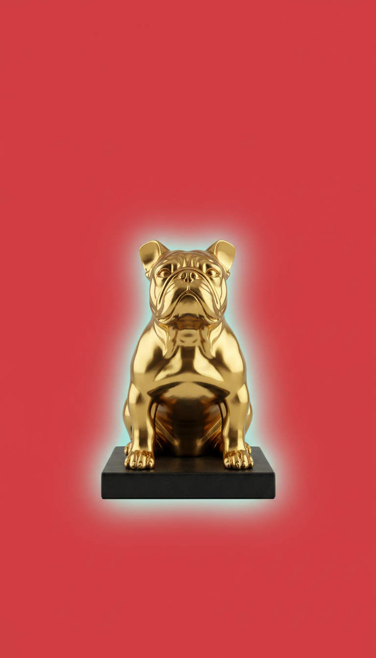 Gold-Plated Resin Dog With Velvet Base
