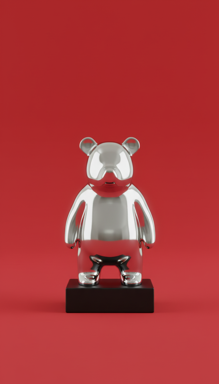 Chrome Bear Sculpture With Mirror Finish